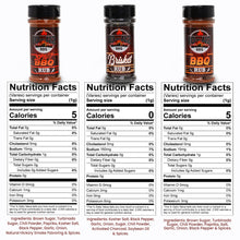 Load image into Gallery viewer, 10-42 BBQ Rub Variety Pack | 3 Great Flavors of Barbecue Rubs - BBQ, Spicy, and Brisket (No MSG) (6oz Bottles)
