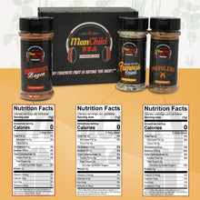 Load image into Gallery viewer, Manchild BBQ Rub Spices and Seasonings Gift set | Three Authentic Spices (5oz Bottles)