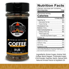 Load image into Gallery viewer, 10-42 BBQ Coffee Rub – Premium Steak Seasoning &amp; BBQ Rub (NO MSG, Low Sodium, 0 Calorie) | Coffee Rub for Meat, Steak &amp; Brisket | Bold BBQ Seasonings &amp; Dry Rubs for Smoking &amp; Grilling | 5 oz

