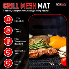 Load image into Gallery viewer, Large Grilling Bags Premium Set-2 x Mesh Grill Bags for Outdoor Grill 12x9.5″- 1 x Grill Mats - 1 x Mesh Grill Mat 16x13″ - 1 x Silicone Brush. Smoking Meat Accessories-Ideal Gifts For Men.
