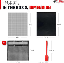 Load image into Gallery viewer, Large Grilling Bags Premium Set-2 x Mesh Grill Bags for Outdoor Grill 12x9.5″- 1 x Grill Mats - 1 x Mesh Grill Mat 16x13″ - 1 x Silicone Brush. Smoking Meat Accessories-Ideal Gifts For Men.
