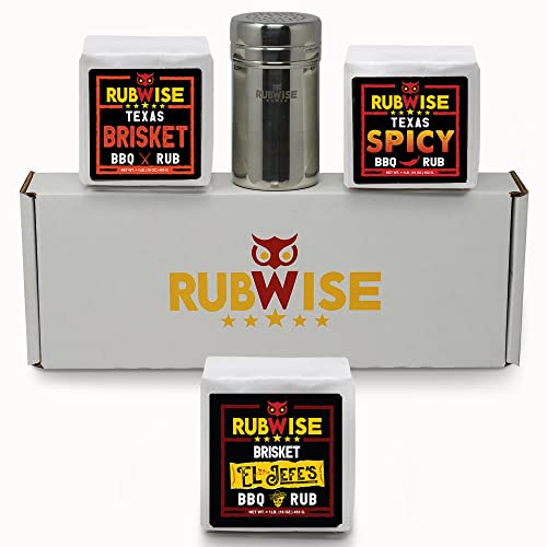 RubWise Texas Style BBQ Rub 3 Pack Gift Set + Shaker (1lb Bags)